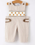 pumpkin smocked boys romper