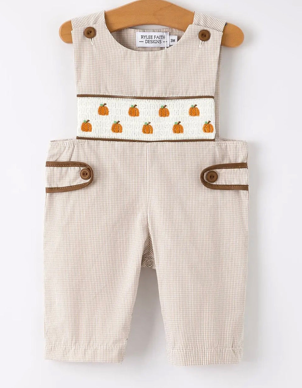 pumpkin smocked boys romper