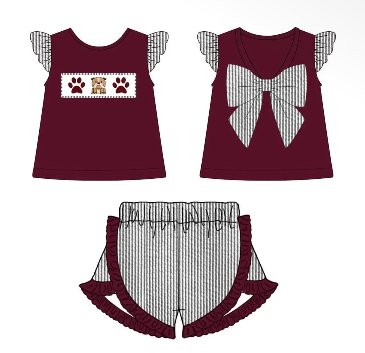bulldogs bow short set