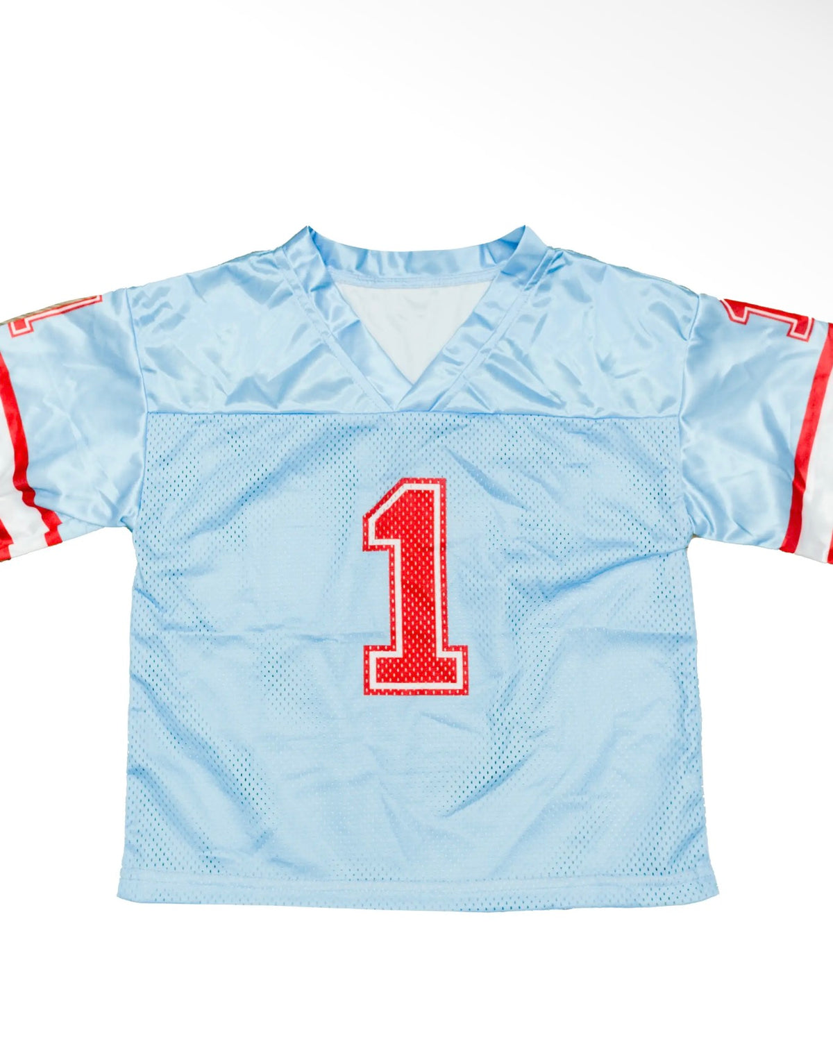 baby blue and red jersey