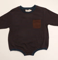 harley pocket romper blue chocolate stripe