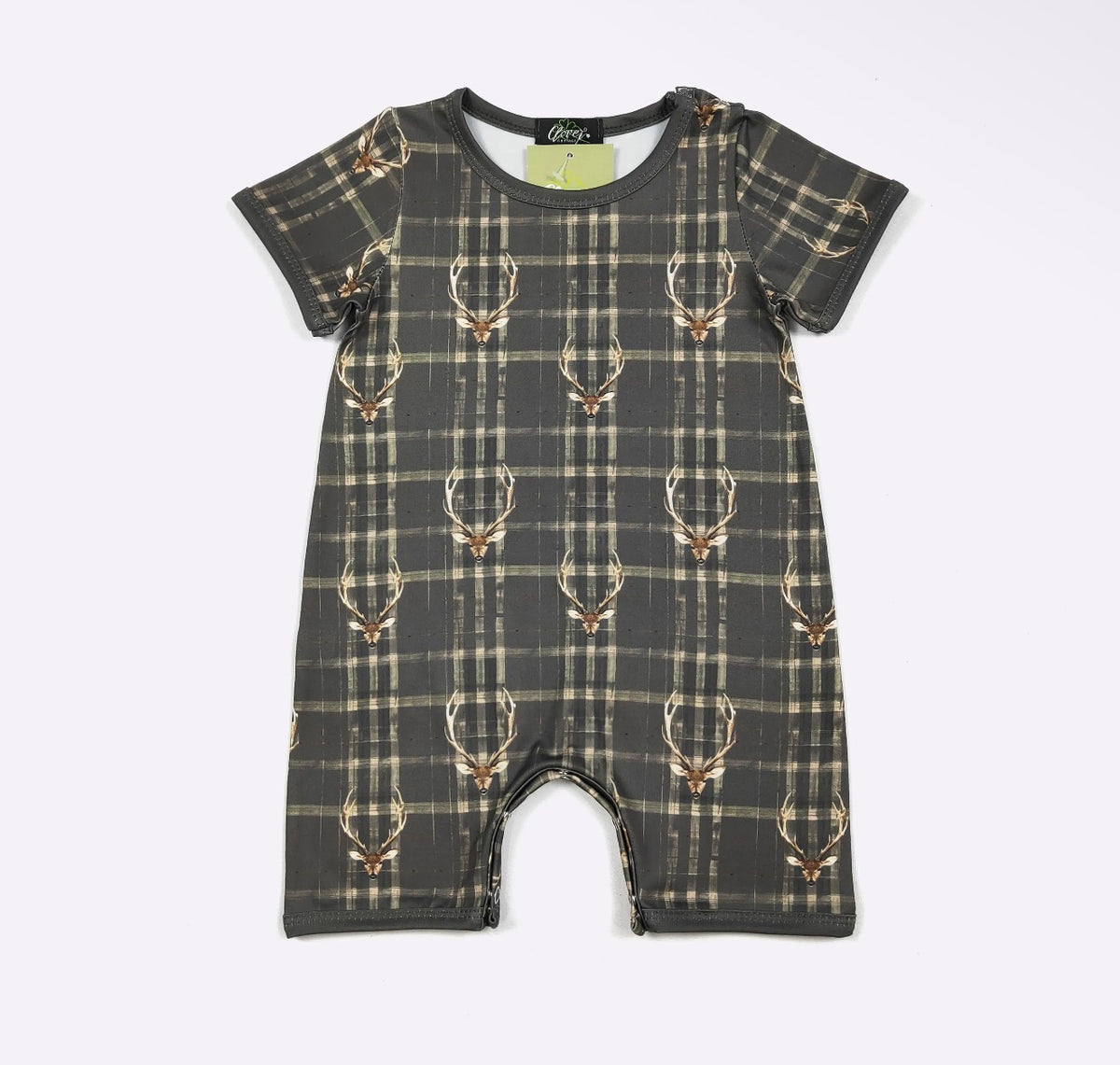 tartan buck boy romper
