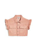 coral denim top