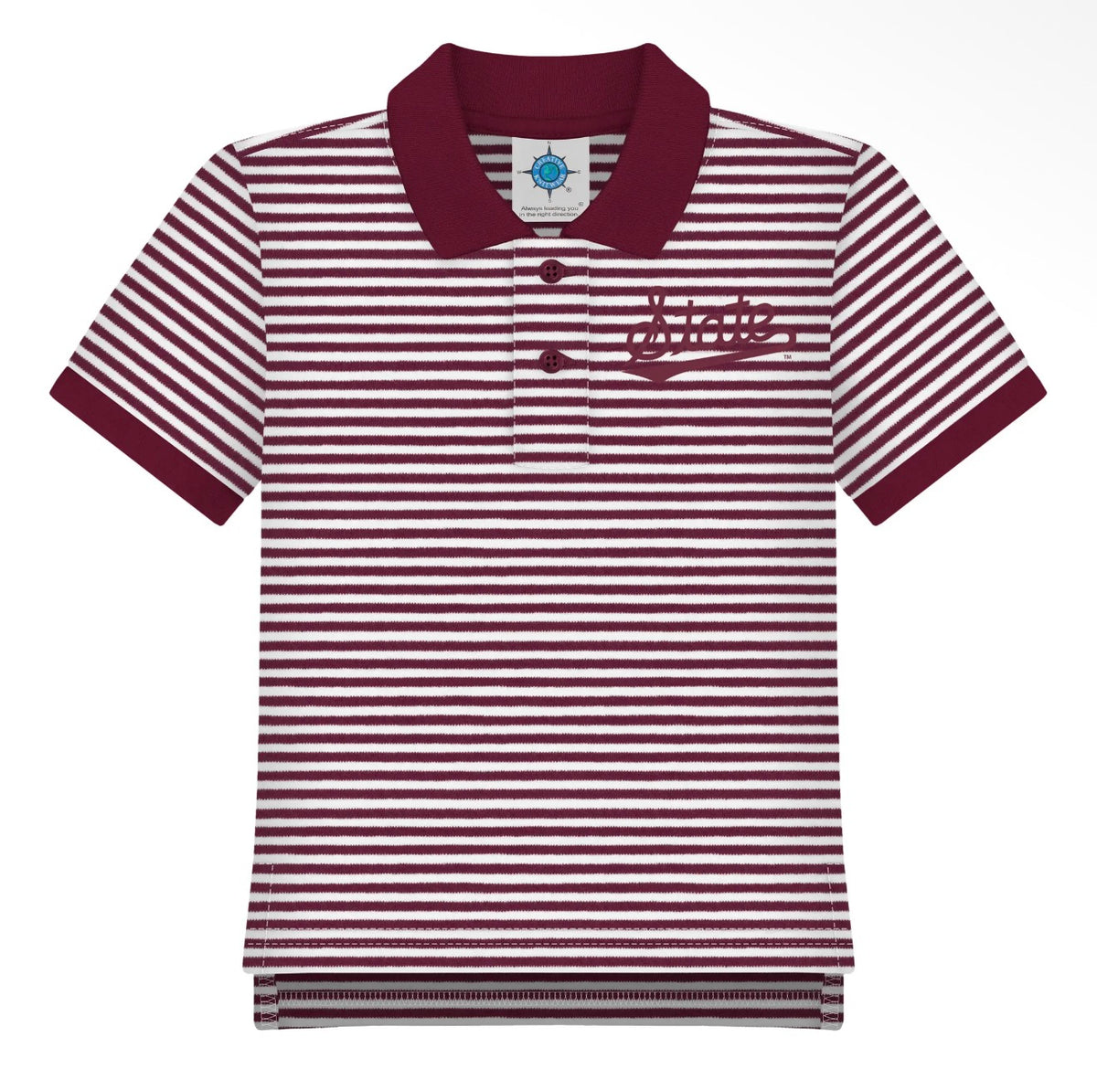 maroon striped polo