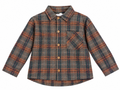 brown plaid button down