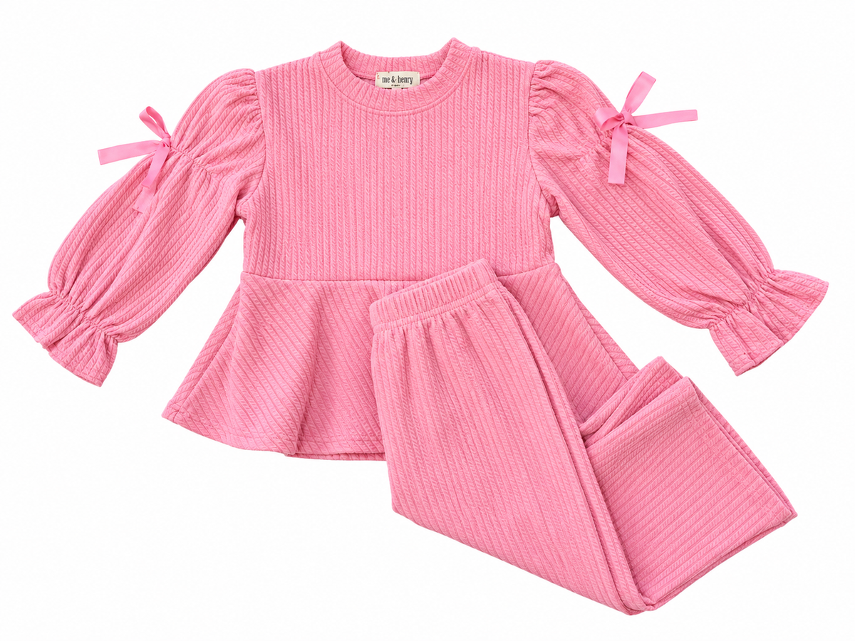 ruffle ribbed sleeve set